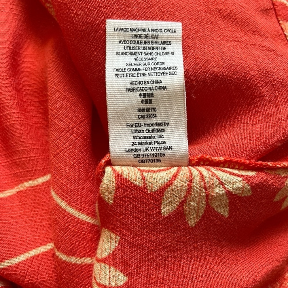 Free People Orange Midi Tie Back Dress Resort Boho Retro Style Floral dress S - Picture 7 of 11
